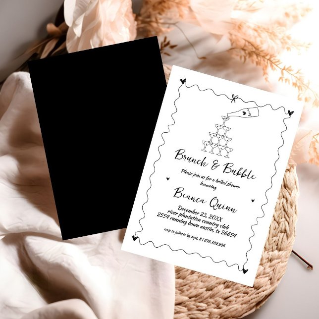 Funky Handwritten Champagne Tower Bridal shower Invitation (Creator Uploaded)