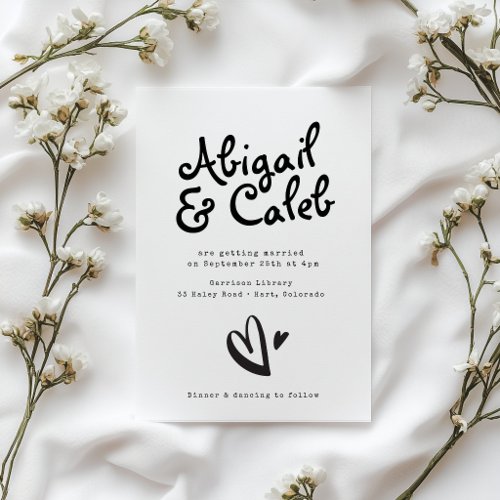 Funky Handwritten Typewriter Wedding Invitation