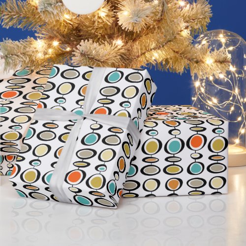 Funky Hanging Circles Retro Mid Century Wrapping Paper