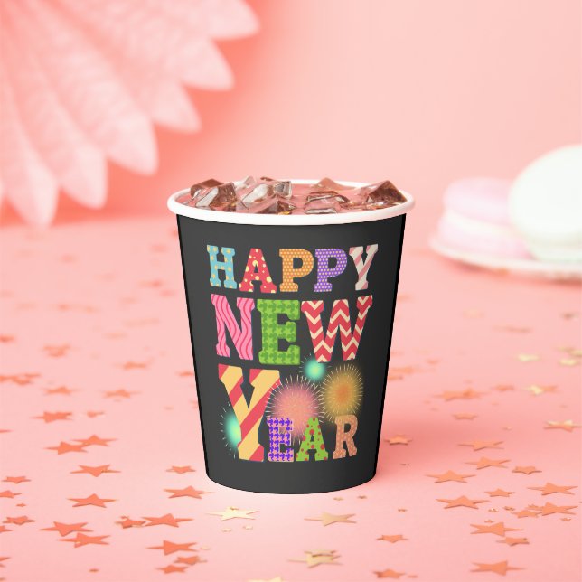 Funky happy new year  paper cups (Insitu)