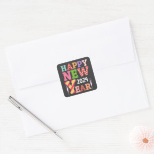 Funky happy new year  square sticker