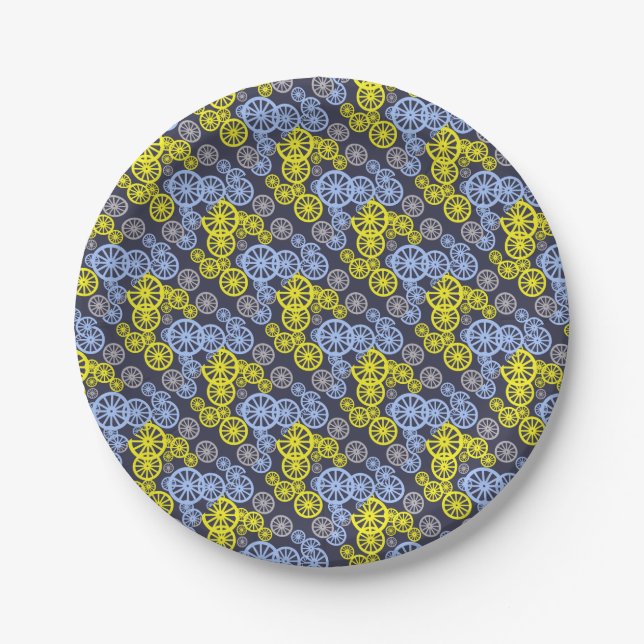 Funky Happy Wheel Circle Pattern Product Paper Plates (Front)
