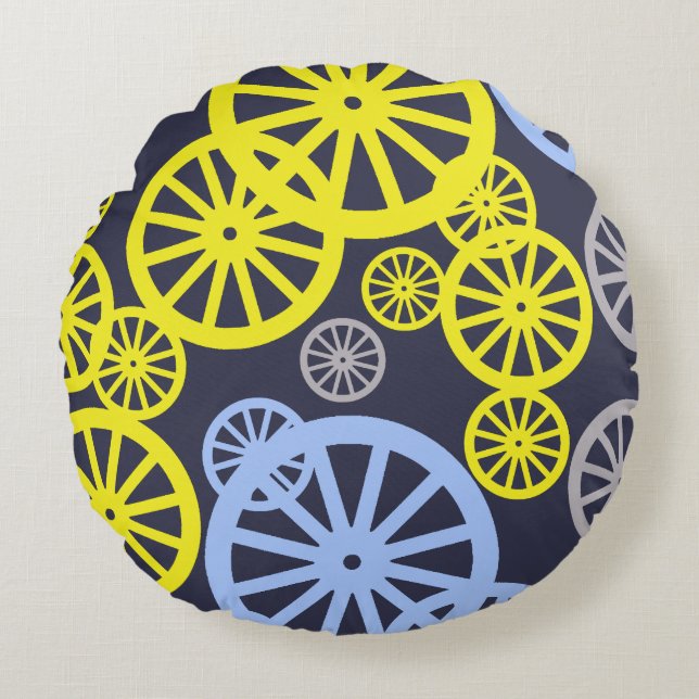 Funky Happy Wheel Circle Pattern Product Round Pillow (Front)