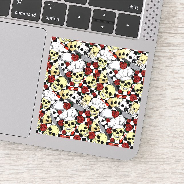 Funky Head Chef Skulls Wearing Chef Hats Sticker (Detail)