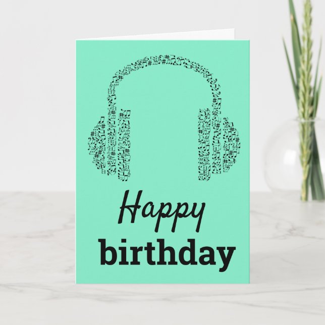Funky headphones DJ music Happy Birthday Card (Front)