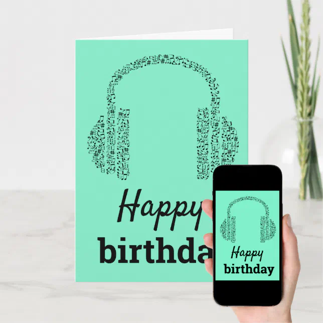 Funky headphones DJ music Happy Birthday Card Zazzle