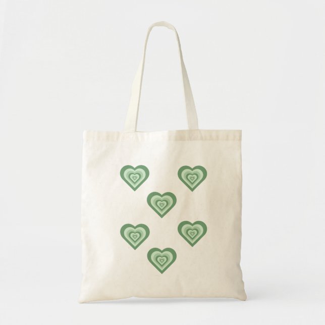 Funky Heart 2000s Y2K 90s Retro Green  Tote Bag (Front)