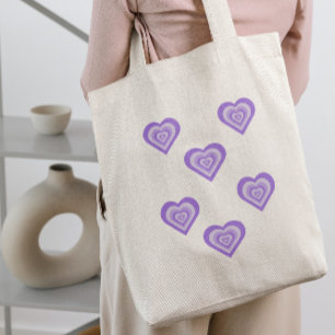 Funky Heart 2000s Y2K 90s Retro Purple Tote Bag