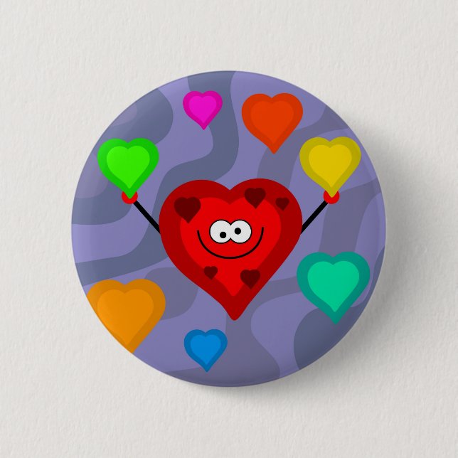 Funky Hearts Pinback Button (Front)