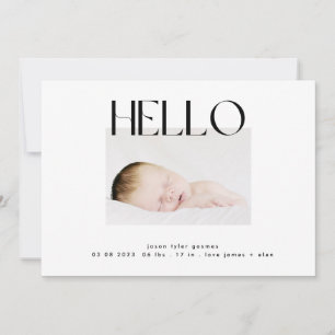 funky hello black and white modern minimalistic announcement