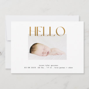 funky hello yellow gold Foil modern minimalistic Announcement