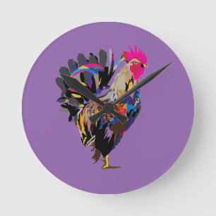 Funky Hen Round Clock