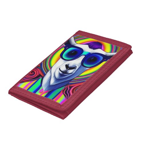 Funky Hippie Trippy Psychedelic Goat Trifold Wallet