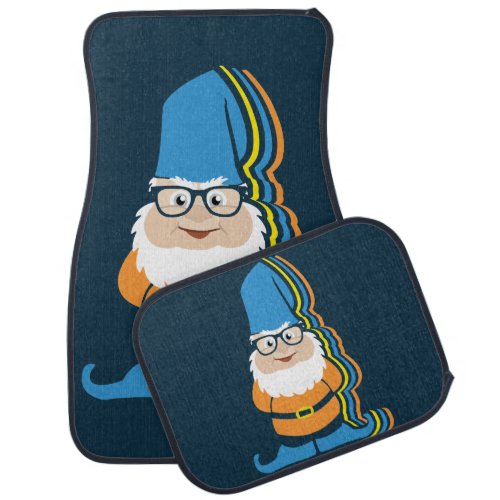 Funky Hipster Garden Gnome Illustration Car Floor Mat