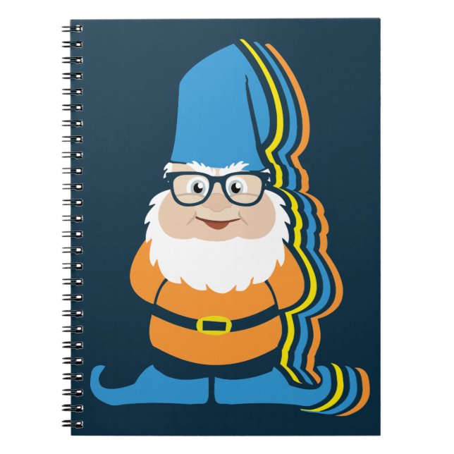 Funky Hipster Garden Gnome Illustration Notebook (Front)