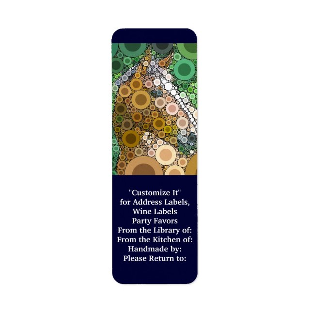 Funky Horse Circles Bubbles Modern Art Label (Front)