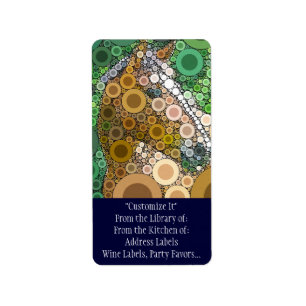 Funky Horse Circles Bubbles Modern Art Label