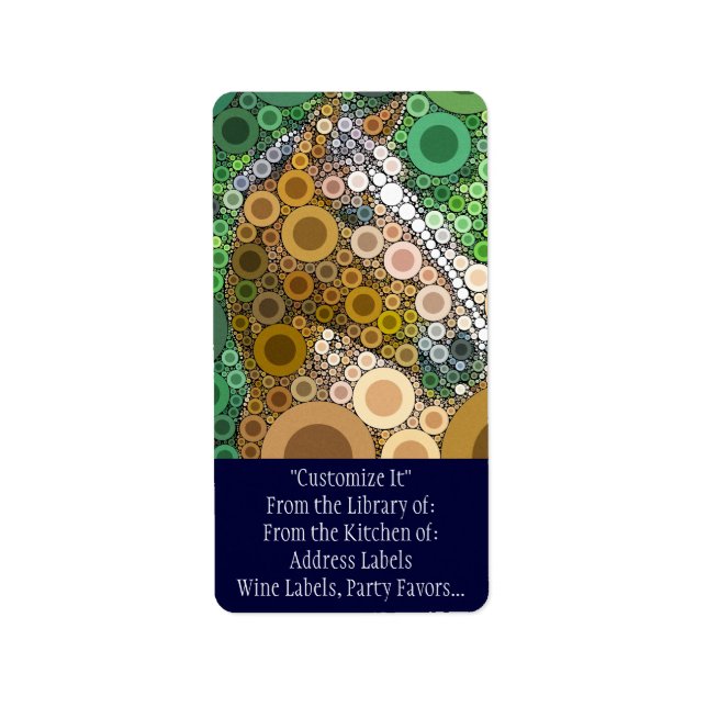 Funky Horse Circles Bubbles Modern Art Label (Front)