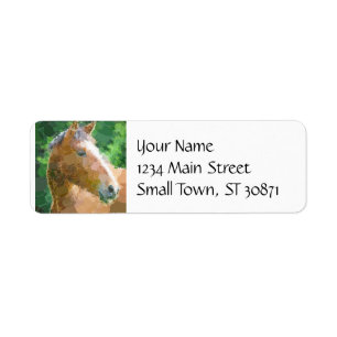Funky Horse Circles Bubbles Modern Art Label