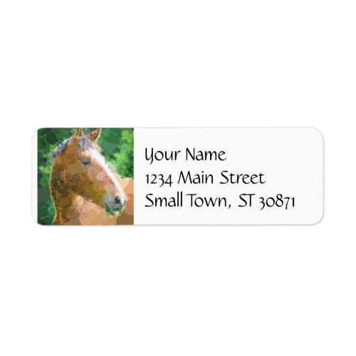 Funky Horse Circles Bubbles Modern Art Label