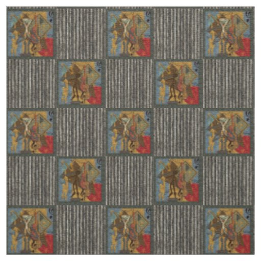 Funky Hot Jazz on Grungy Stripes 58" Cotton Twill Fabric