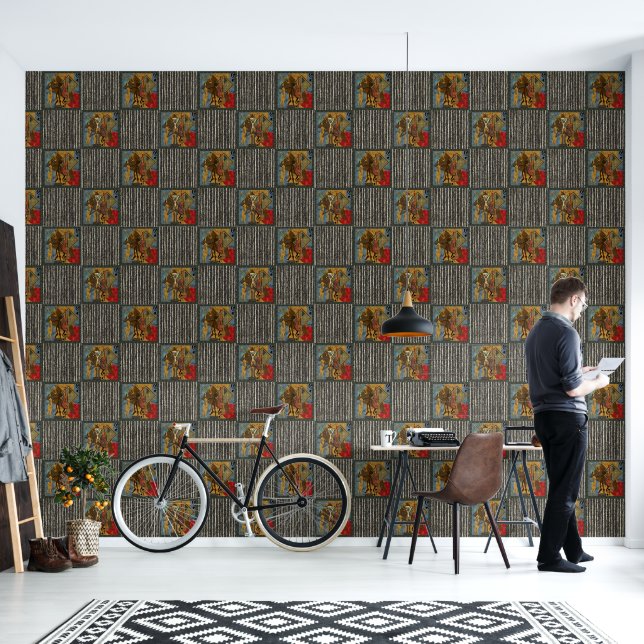 Funky Hot Jazz on Grungy Stripes Wallpaper (Living Room)