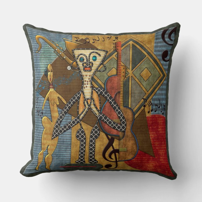 Funky Hot Jazz  Throw Pillow (Front)
