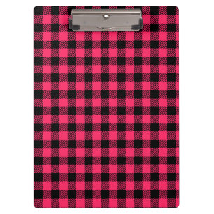 Funky Hot Pink And Black Buffalo Checkered Pattern Clipboard