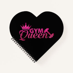 Funky hot pink faux glitter gym queen notebook
