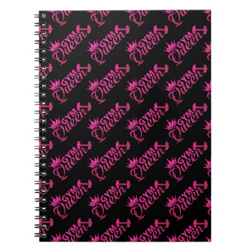 Funky hot pink faux glitter gym queen pattern notebook