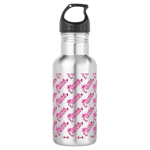 Funky hot pink faux glitter Gym Queen Patterned Stainless Steel Water Bottle