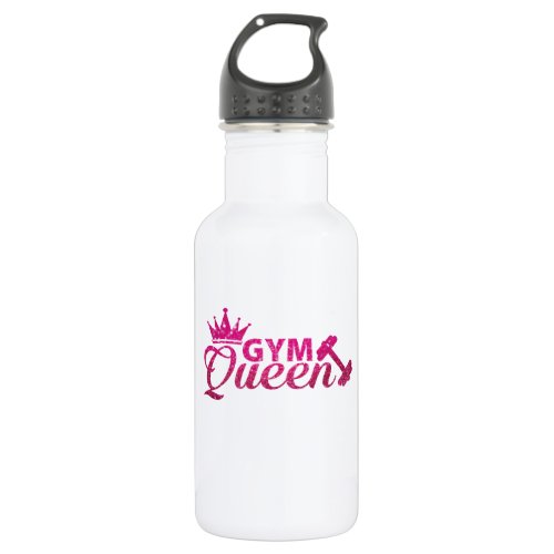 Funky hot pink faux glitter Gym Queen Stainless Steel Water Bottle