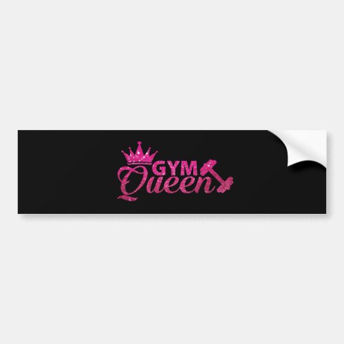 Funky hot pink faux glitter gym queen text bumper sticker