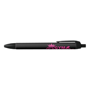 Funky hot pink faux glitter gym queen text pen