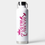 Funky hot pink faux glitter Gym Queen Water Bottle