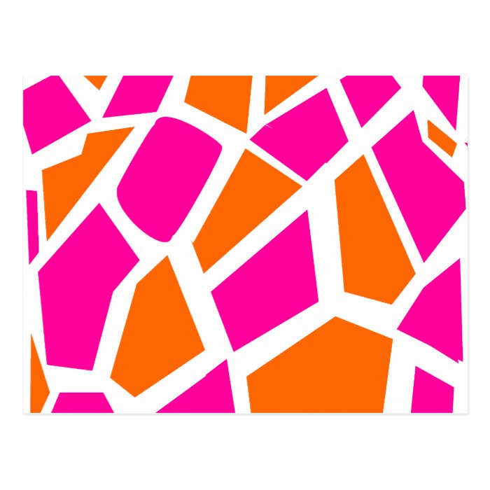 Funky Hot Pink Orange Giraffe Print Girly Pattern Post Card