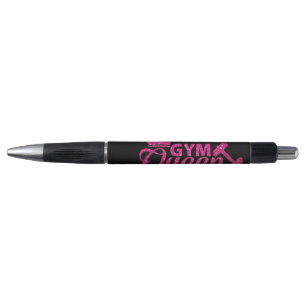 Funky hot pink personalized faux glitter Gym Queen Pen