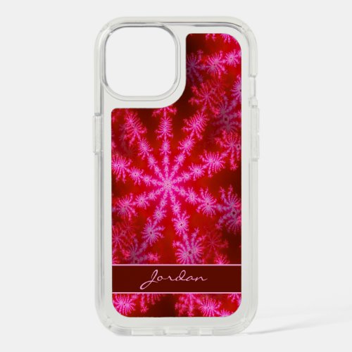Funky Hot Pink Starburst Fractal Psychedelic Name iPhone 15 Case