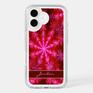 Funky Hot Pink Starburst Fractal Psychedelic Name iPhone 16 Case