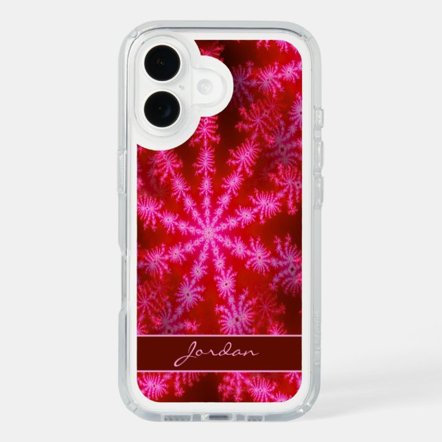 Funky Hot Pink Starburst Fractal Psychedelic Name Speck iPhone Case (Front)