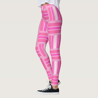 Funky Hot Pink Stripe Pattern Leggings ★Psydefx★