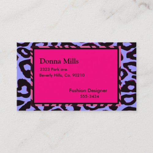 Funky Hot Pink Zebra Cheetah Set Business Card Template
