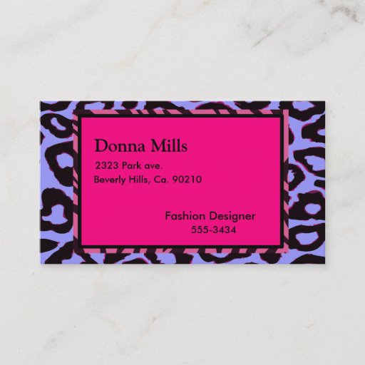 Customizable Funky Hot Pink Zebra Cheetah Set Business Card Template