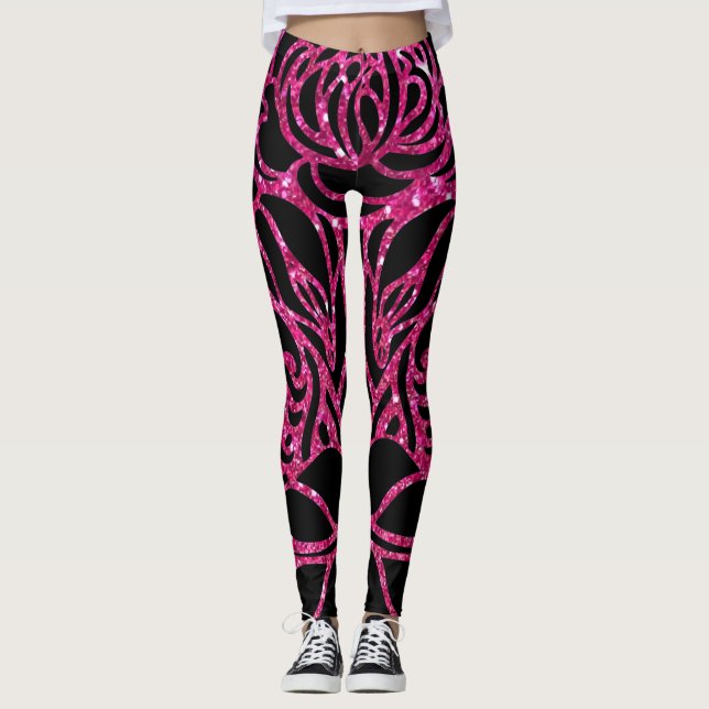Funky Hot Pink Zebra Print Leggings (Front)