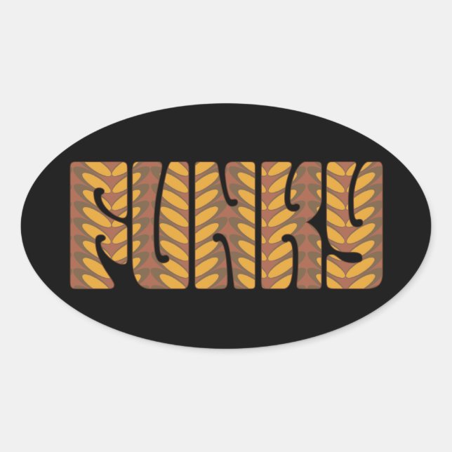 Funky (in brown) oval sticker (Front)