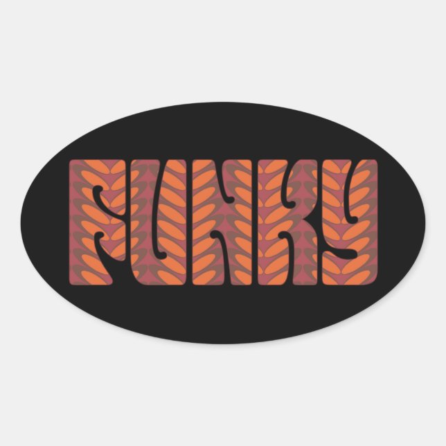 Funky (in red) oval sticker (Front)