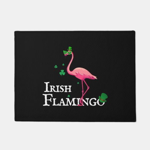 Funky Irish Pink Flamingo Green Bird St Pattys Day Doormat
