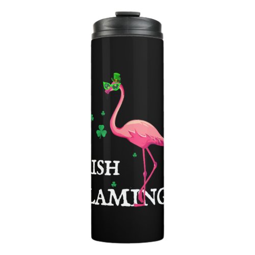 Funky Irish Pink Flamingo Green Bird St Pattys Day Thermal Tumbler