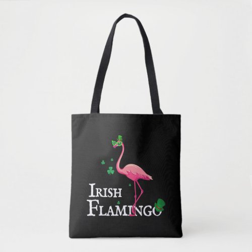 Funky Irish Pink Flamingo Green Bird St Pattys Day Tote Bag