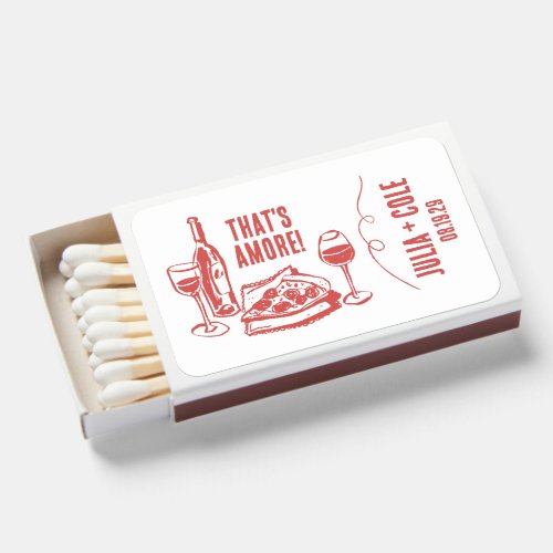 Funky Italian Thats Amore Pizza Wine Wedding Matchboxes